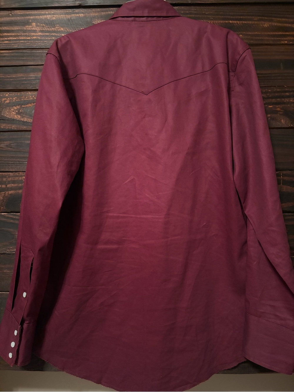 Wrangler Men's Button-Down Western Shirt in Burgundy - Picture 6 of 8